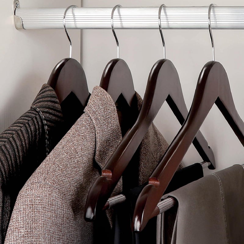TOPIA HANGER Wooden Coat Hangers 30 Pack, Cherry Wood Suit Hangers with Non Slip Pants Bar, 360Â° Swivel Hook and Shoulder Notches for Camisole, Jacket, Pants, Smooth Finish Clothes Hangers - CT34M30 - Image 5