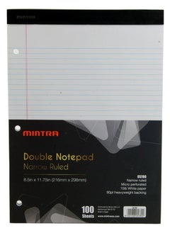 Mintra Mintra Block Note, Notepad White Paper 100 Sheets Ruled 21.6x29.8cm-Note Pads 8.5x11.75in 