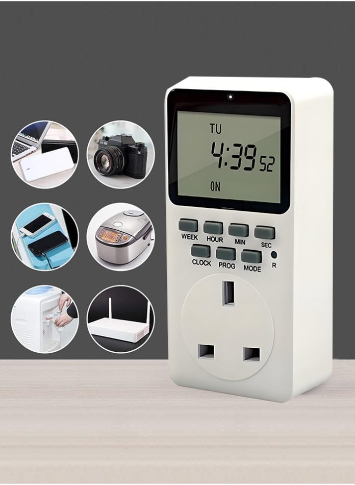 MODI 24-Hour Digital Timer Plug – Programmable Electronic Timing Socket, Timer Switch Socket Plug-in Adapter for Indoor Appliances & Lights, Power-Saving Smart Control - Image 1