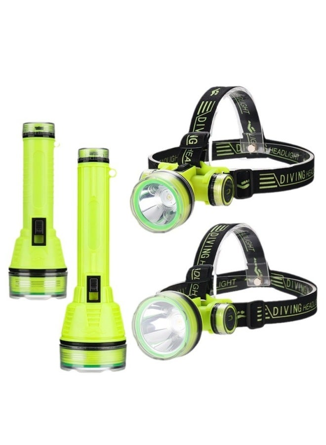 Strong Light Charging Diving Headlight Headlight Super Bright Waterproof Headlight Long-range Diving Flashlight Type-C-Color:Headlamp-Large  - Image 2