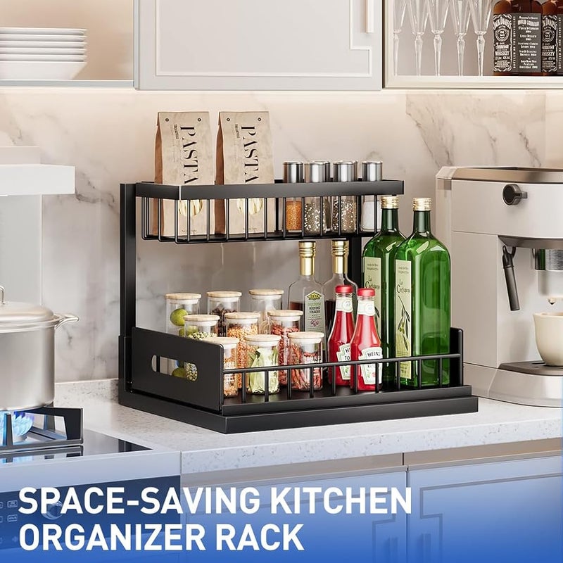 HASTHIP® Under Sink Organizer and Storage Pull Out Cabinet Organizer Slid 2 Tier Organizer Kitchen Storage Double Shelf Drawer Under Sink Storage Organizer Bathroom Storage Rack - Image 5