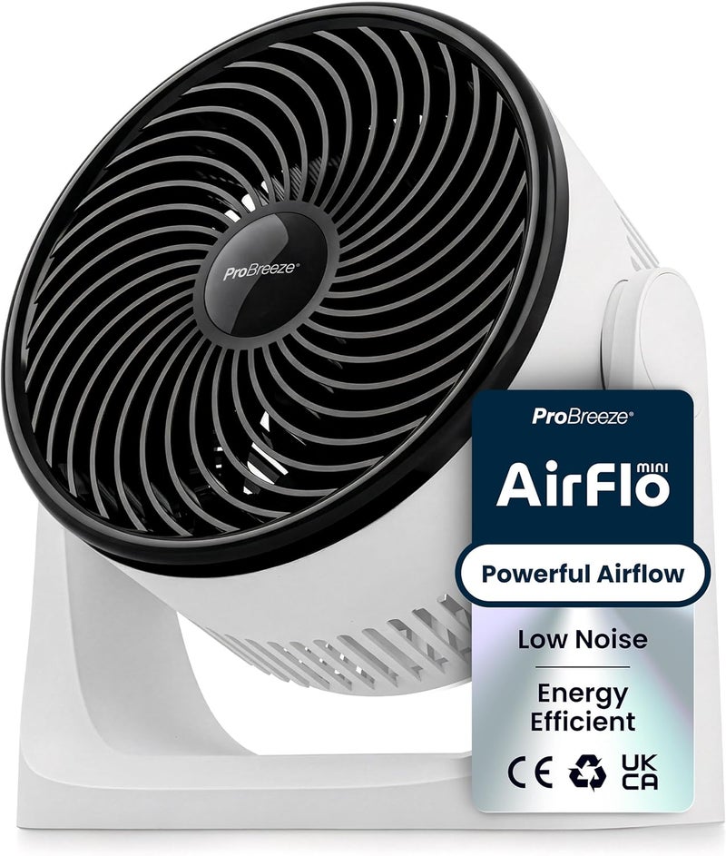Pro Breeze AirFlo Mini Turbo – Ultra Powerful Silent Desk Fan, 3 Speeds, 90° Tilt, Compact Fan for Bedroom, Office & Home, Instant Refreshment - Image 1