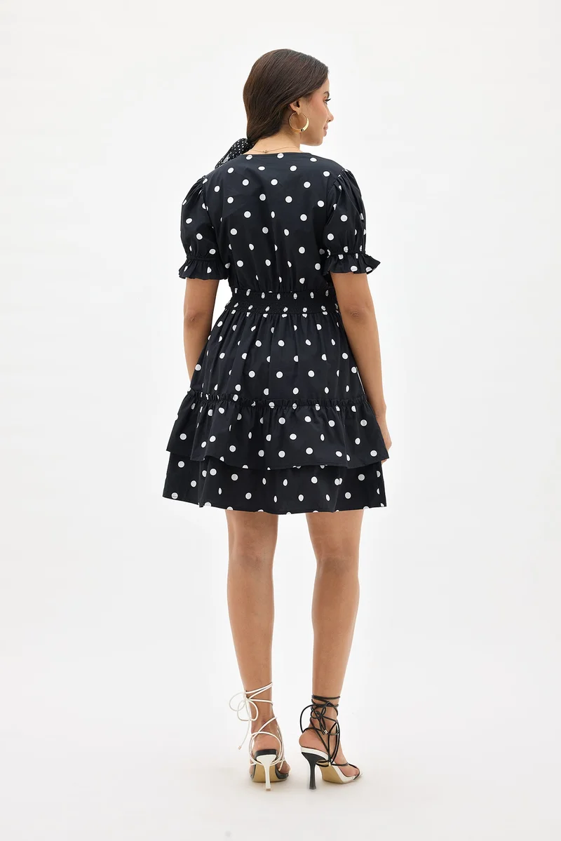 Virgio Cotton Polka Brunchwear Dresses for Women