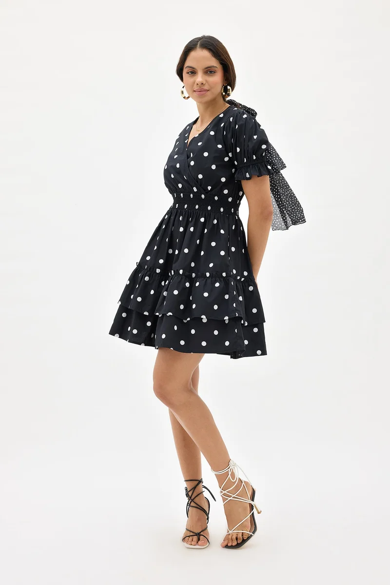 Virgio Cotton Polka Brunchwear Dresses for Women