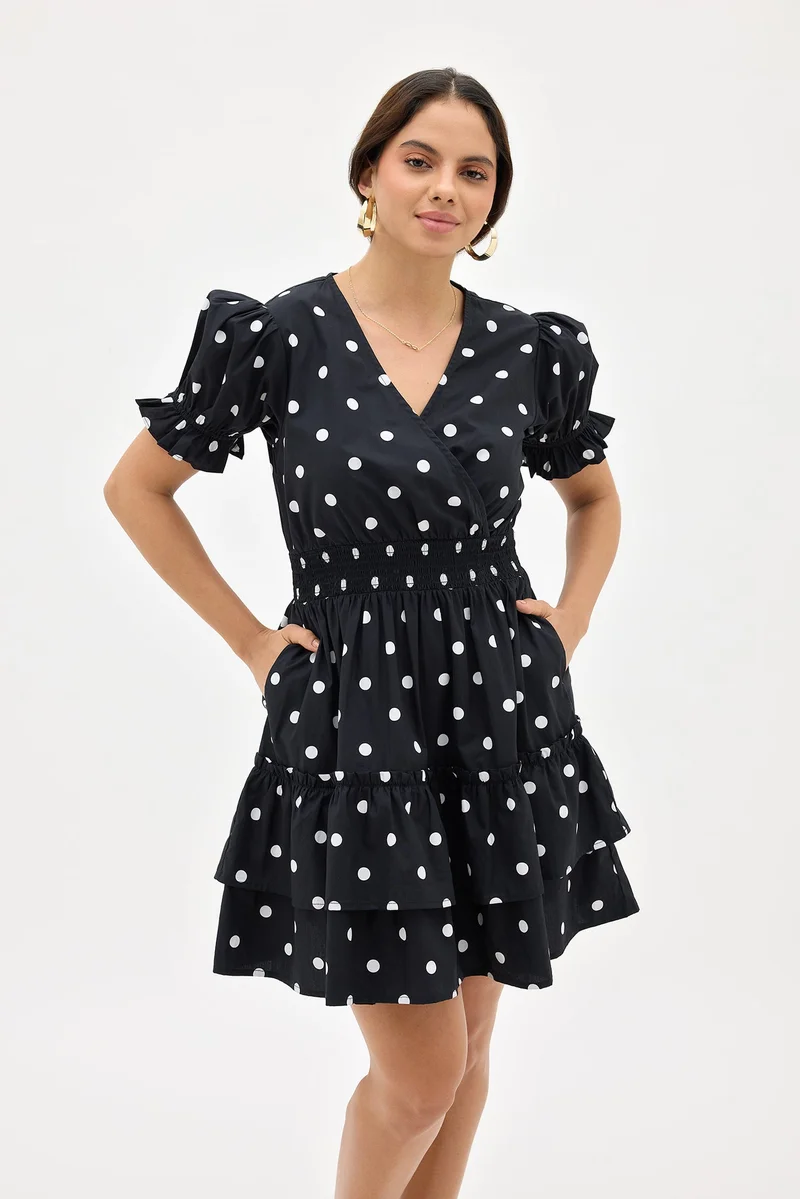 Virgio Cotton Polka Brunchwear Dresses for Women