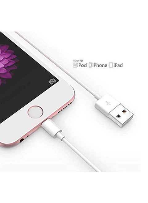USB To Lightning Data Sync And Charging Cable For Apple iPhone White/Silver