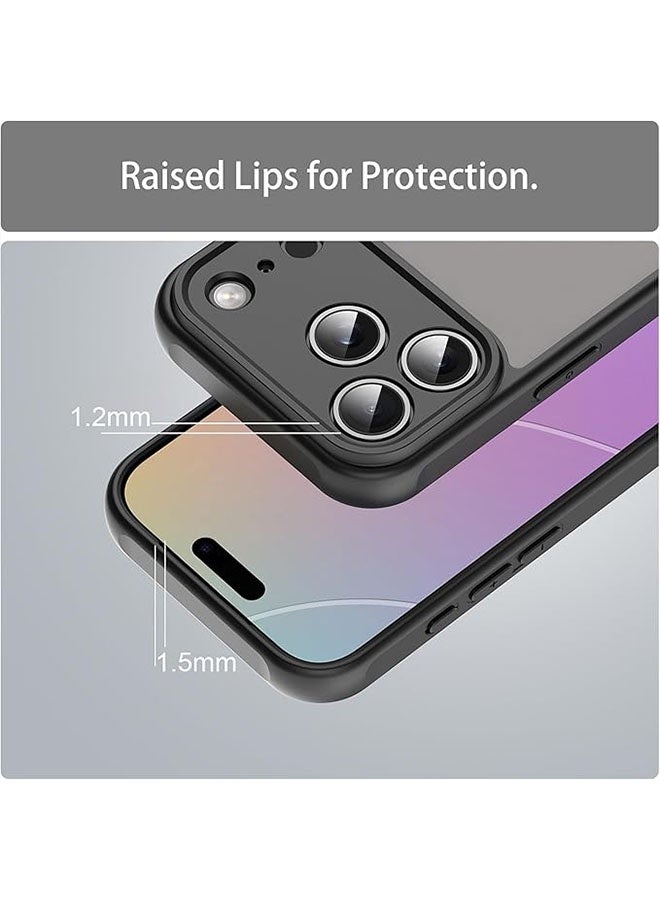 Matte Case for Phone 17 Pro, Anti Fall Protective Case with Matte Transluscent PC Back and Soft TPU Edge, Anti Fingerprint Black Cover, Black - Image 3