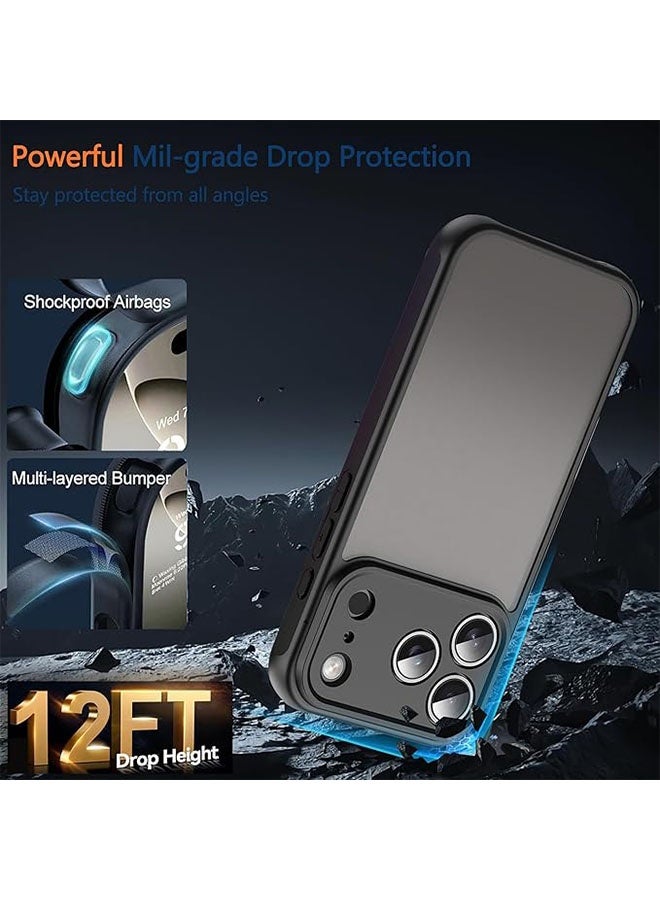 Matte Case for Phone 17 Pro, Anti Fall Protective Case with Matte Transluscent PC Back and Soft TPU Edge, Anti Fingerprint Black Cover, Black - Image 4