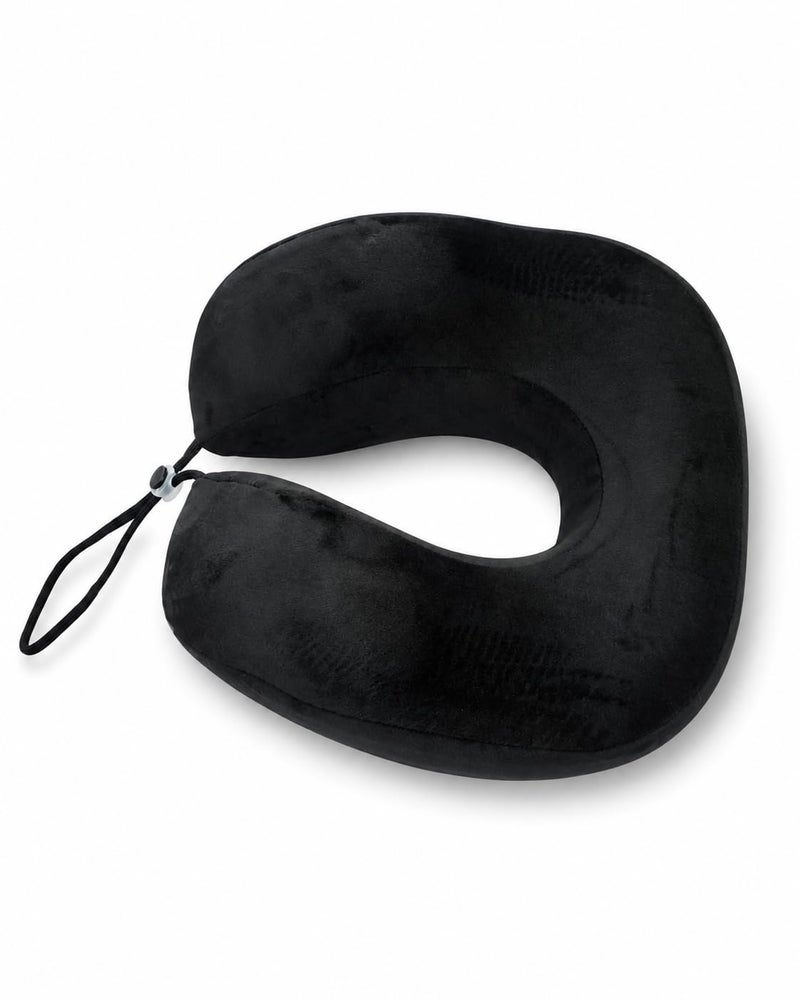 Memory Foam Neck Pillow for Travel, Ergonomic U-Shaped Design, Washable Soft Plush Cover, Comfortable Head and Neck Support, Suitable for Airplane, Car, Long Trip (Black) - Image 3