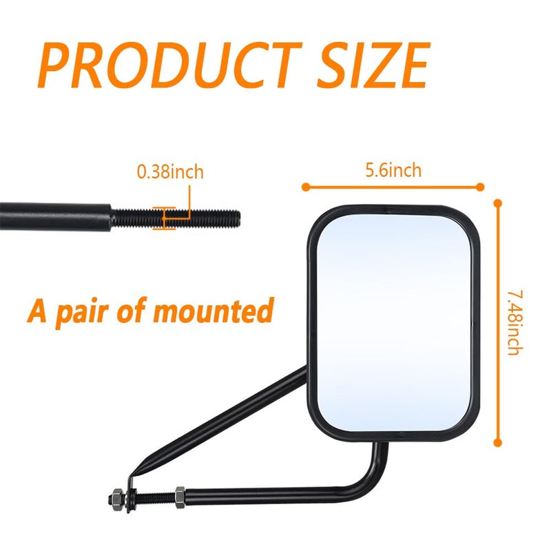 IHOTDER 2 Pack Doors Off Mirrors - Adjustable Convex Side View Mirrors Compatible with Jeep Side Mirrors with Doors off for Wrangler TJ CJ JL JK JT & Unlimited - Car Exterior Accessories - Image 2