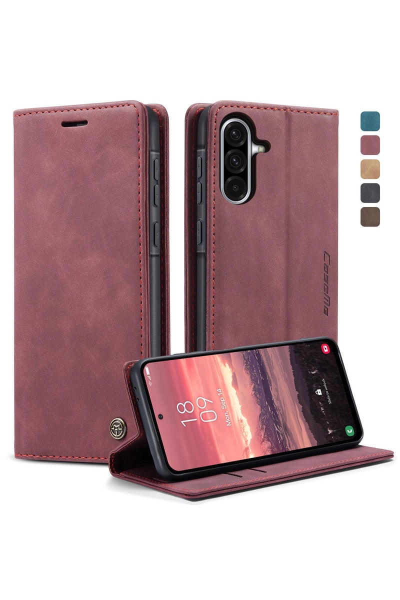 CaseMe Samsung Galaxy A36 5G Wallet Case Book Folding Flip Folio Case with Magnetic Kickstand Card Slots Protective Cover - Wine Red - Image 1