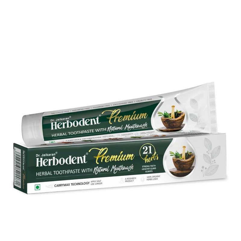 Herbodent Premium Gingivitis Prevention Toothpaste-165G Pack Of 1|A Unique Blend Of 21 Herbs Like Neem, Clove, Cinnamon, Cardamom With Natural Mouthwash-No Paraben, No Fluoride, No Saccharin - Image 1