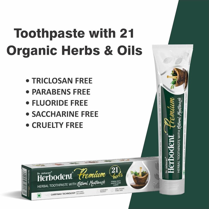 Herbodent Premium Gingivitis Prevention Toothpaste-165G Pack Of 1|A Unique Blend Of 21 Herbs Like Neem, Clove, Cinnamon, Cardamom With Natural Mouthwash-No Paraben, No Fluoride, No Saccharin - Image 4