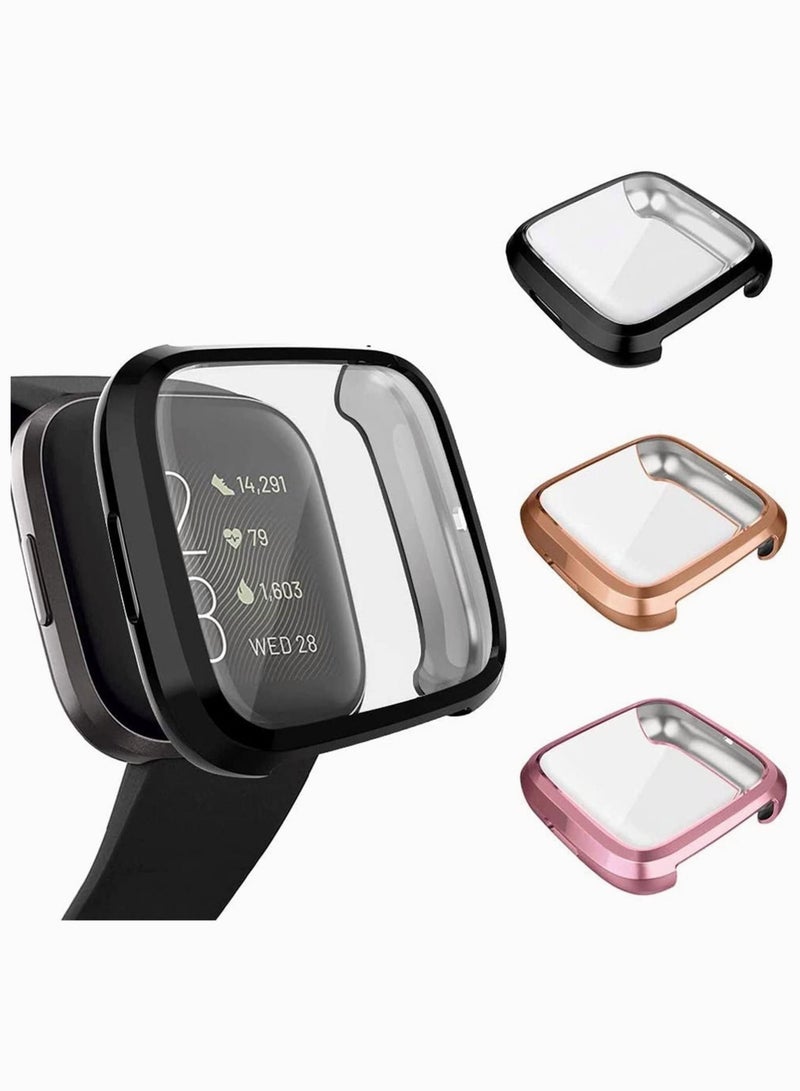 Captaintech Screen Protector Case, Fit for Versa 2 Case, Ultra-Thin Slim Soft TPU Protective Case All-Around Full Cover Bumper Shell for Versa 2 Smart Watch 3 Pack - Image 2