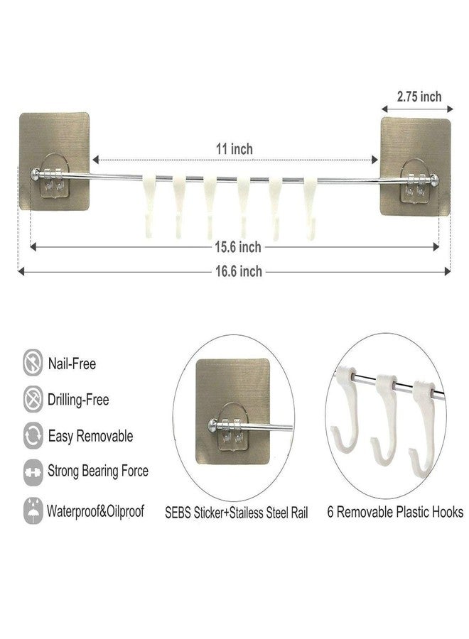 EBOFAB Wall Hanging 6 Hooks Kitchen Hanger Bathroom Wall Door Hook Self Adhesive Stainless Steel Hook Hanger for Kitchen/Bathroom Towel/Utensil Hook Holder (6 Hook Hanger) - Image 4