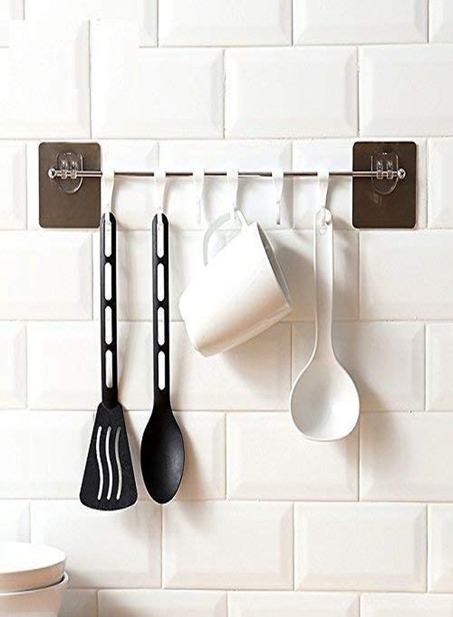 EBOFAB Wall Hanging 6 Hooks Kitchen Hanger Bathroom Wall Door Hook Self Adhesive Stainless Steel Hook Hanger for Kitchen/Bathroom Towel/Utensil Hook Holder (6 Hook Hanger) - Image 1
