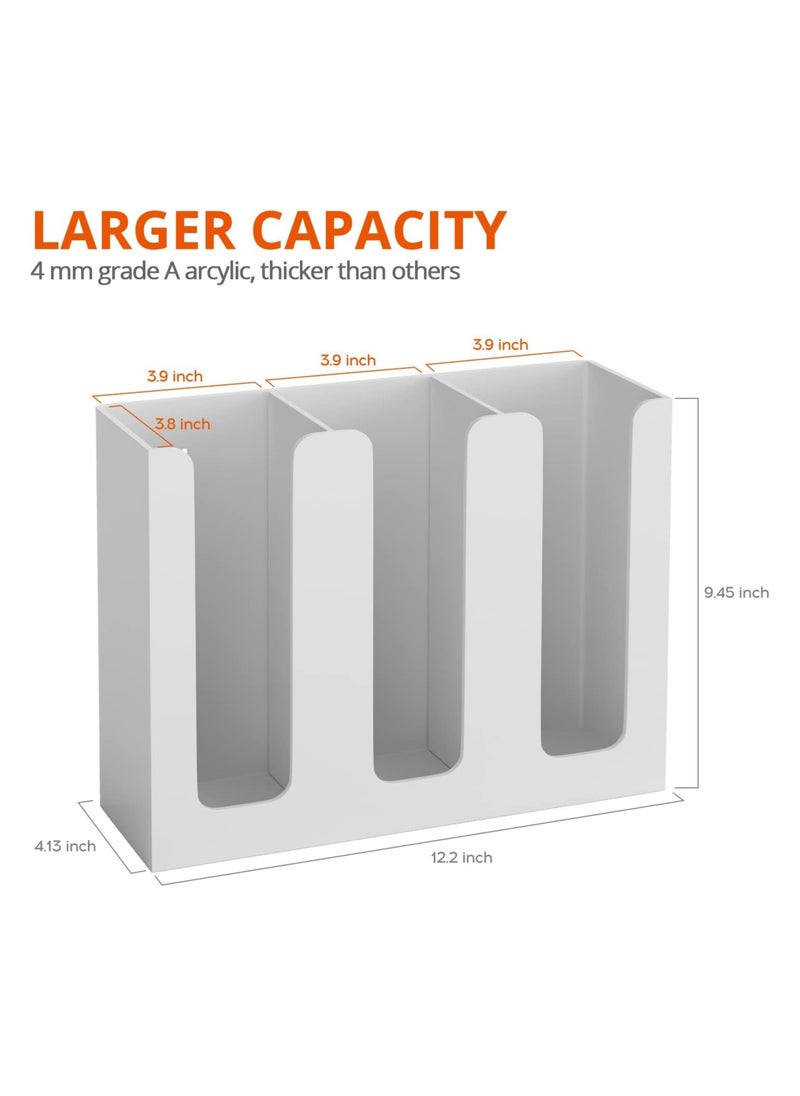Generic Acrylic Coffee Cup and Lid Storage Organizer Holder, 3 Compartments, White  - Image 4