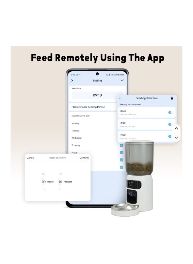 6.5 لتر موزع طعام آلي للحيوانات الأليفة بكاميرا مزدوجة عالية الدقة ووظيفة تفاعل بالأشعة تحت الحمراء مع التحكم عبر التطبيق - Image 3