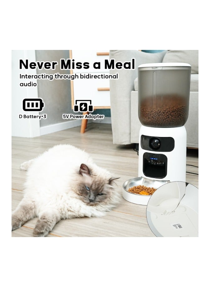 6.5 لتر موزع طعام آلي للحيوانات الأليفة بكاميرا مزدوجة عالية الدقة ووظيفة تفاعل بالأشعة تحت الحمراء مع التحكم عبر التطبيق - Image 4