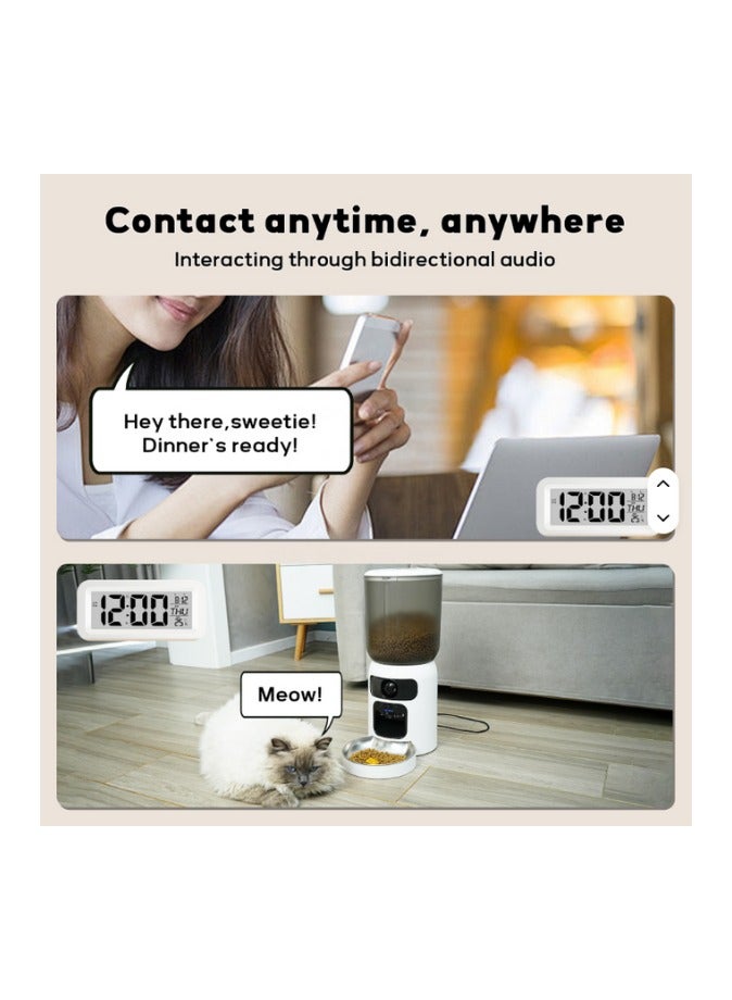 6.5 لتر موزع طعام آلي للحيوانات الأليفة بكاميرا مزدوجة عالية الدقة ووظيفة تفاعل بالأشعة تحت الحمراء مع التحكم عبر التطبيق - Image 5