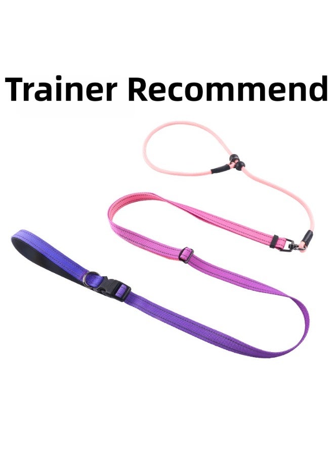 QQPETS Durable Slip Lead Heavy Duty Dog Leashs, Adjustable Dog Collar, No Pull Pet Training Leash and Hands-Free Design with Padded Handle, Highly Reflective, Anti-Tangle Swivel & Safety Control, Use to Training Leading and Holding Suitable for Small,Medium,Large Dogs, Comfortable Strong Rope Leash(Length Adjustable from 1.4-2.3M) - Image 1