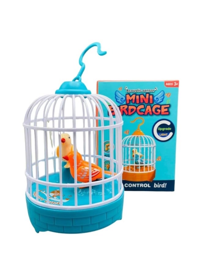 DAT Voice Control Induction Birdcage Toy with Singing & Flapping Birds – Sound Activated, LED Lights, Battery Operated – Kids Musical Interactive Toy (20cm Height, Multiple Colors) - Image 1
