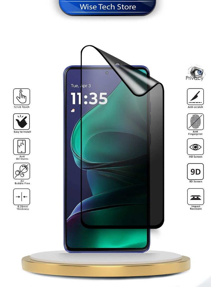 Wtech Motorola Edge 60 Stylus 5G 2025 Premium Nano Ceramic Privacy Full Glue Full Cover Matte Flexible Screen Protector (MSCNMP) - Clear/Black - Image 2