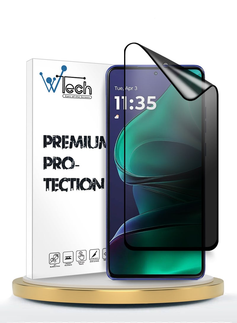 Wtech Motorola Edge 60 Stylus 5G 2025 Premium Nano Ceramic Privacy Full Glue Full Cover Matte Flexible Screen Protector (MSCNMP) - Clear/Black - Image 1