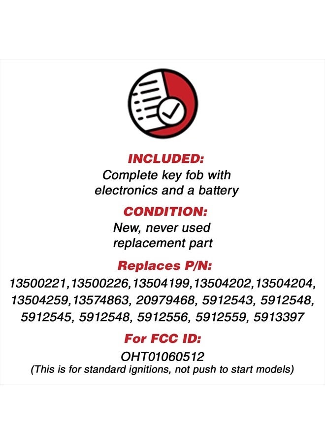 KeylessOption Keyless Entry Car Remote Uncut Flip Key Fob Replacement for OHT01060512 (Pack of 2) - Image 3