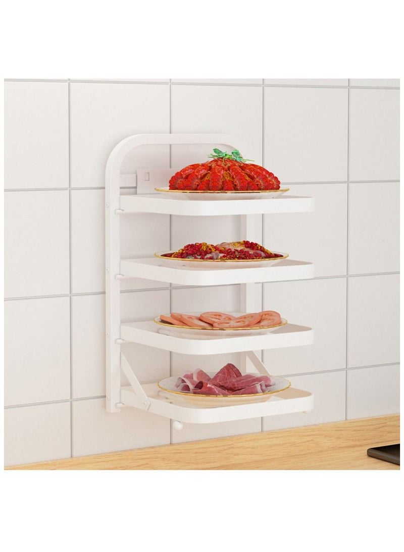 Lady Kitchen Metal Shelves Holder, Stainless Steel Dish Holder, Easy to Install, Wall Mountable, 5 Shelves, White Color - Image 1