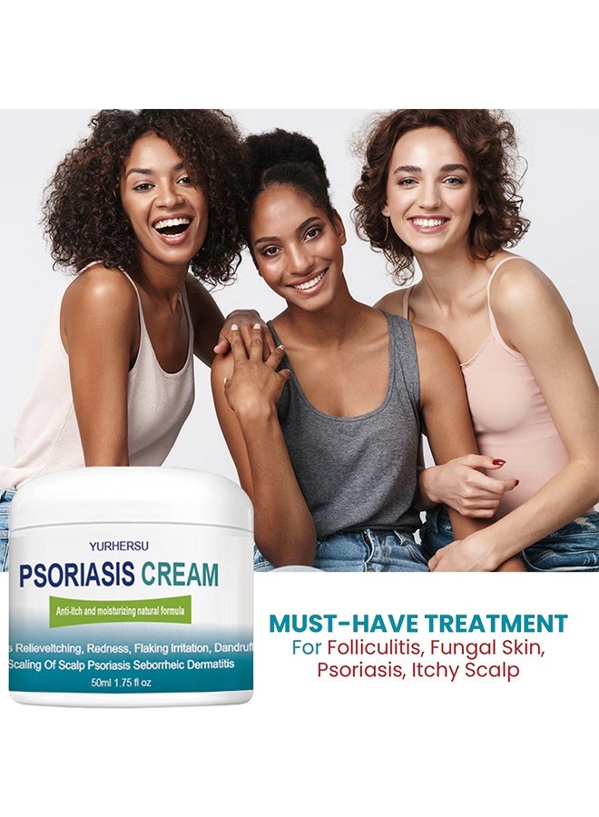 YURHERSU كريم الصدفية، علاج صدفية فروة الرأس، كريم الفطريات البشرية، بلسم القدم والجسم، مضاد للحكة يساعد على تخفيف الحكة، القشرة، التهاب الجلد الدهني، مرطب، جيد للعناية اليومية بالبشرة 50 مل - Image 2