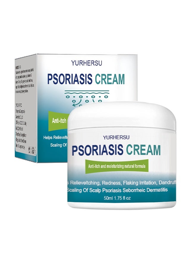 YURHERSU كريم الصدفية، علاج صدفية فروة الرأس، كريم الفطريات البشرية، بلسم القدم والجسم، مضاد للحكة يساعد على تخفيف الحكة، القشرة، التهاب الجلد الدهني، مرطب، جيد للعناية اليومية بالبشرة 50 مل - Image 1