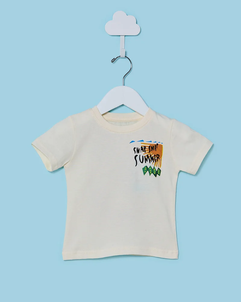 REDTAG Infant Boys Cream Printed Casual Set (2 Piece)