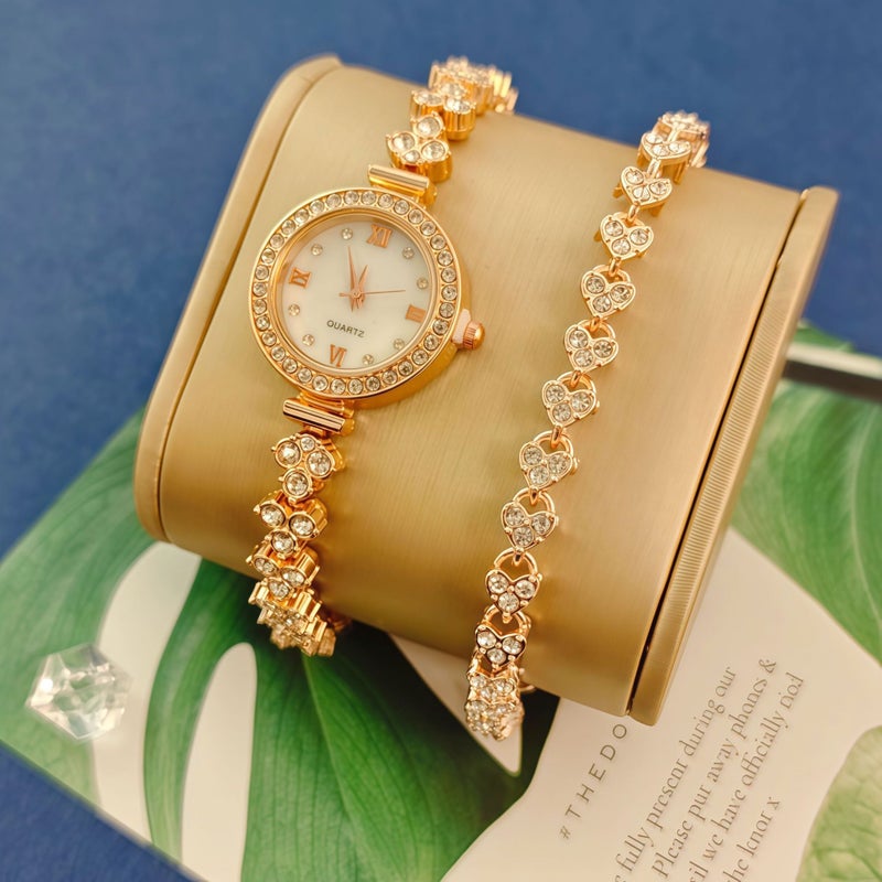 KUMO Trendy Fashion Water Crystal Alloy Steel Band Women's Quartz Watch with Decorative World Time Display - Image 1