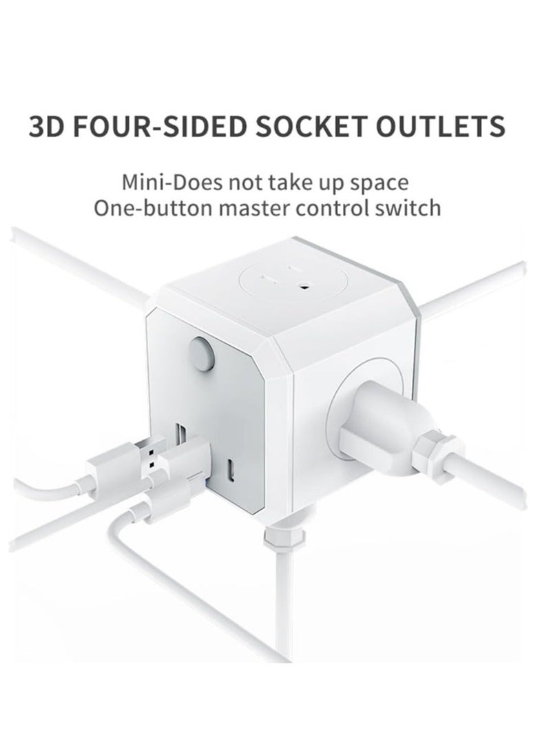 Anmi Multi Plug Extension Lead,4 Way 4 UK Standard Plugs Socket adapter,1.8M Extension Cord,2 USB,1 Type C Ports (5V/3.4A Max) for Home Dorm Office Travel  - Image 3