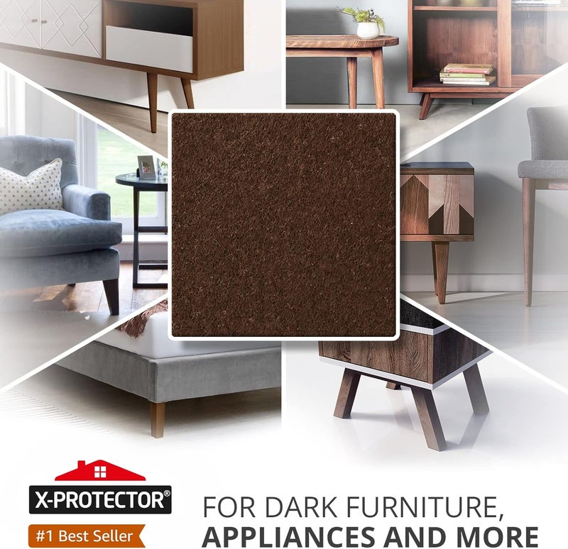X-Protector 24 Heavy-Duty Felt Furniture Pads 1.5” 1/4” Thick ! Square Felt Pads for Furniture Feet - The Best Felt Floor Protectors for Furniture to Prevent Scratches. Protect Your Hard Floor! (Brown) - Image 2