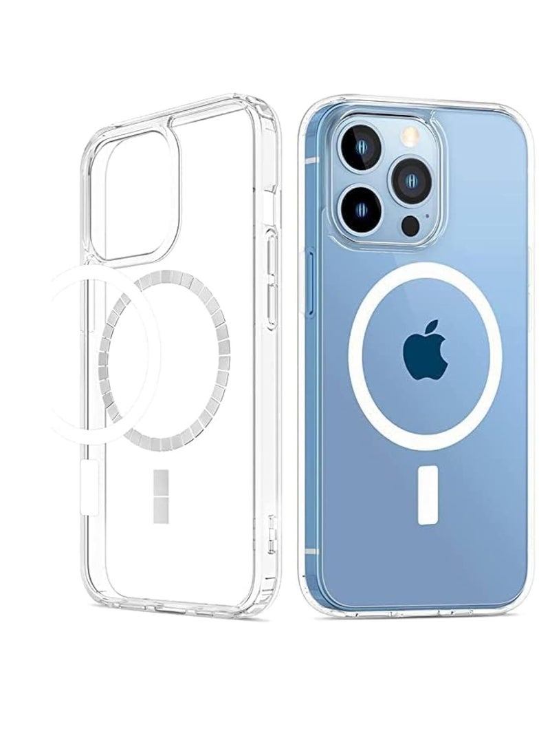 MIGOFAST Magnetic Clear Back Designed for iPhone 13 Pro Max Clear Phone Case Compatible with Magsafe, Slim Protective Cover  - Image 1