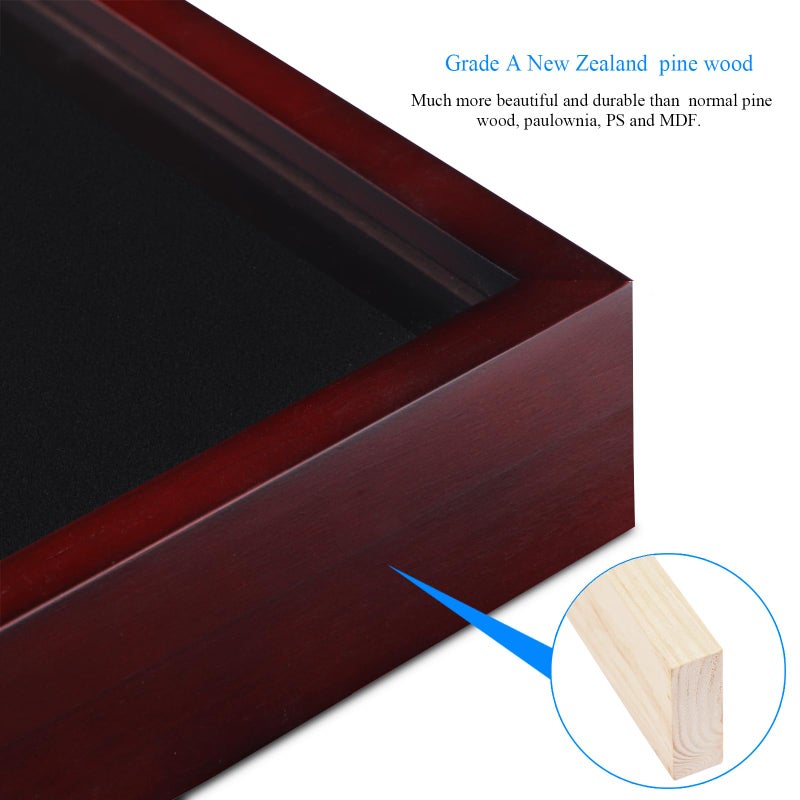 1DOT2 8x8 Shadow Box Frame with Linen Back  Pine Wood Frame with HD Glass Display Case for Wall and Tabletop 1.2  Interior Depth for Flower  Medals  Tickets  Photos-White - Image 2