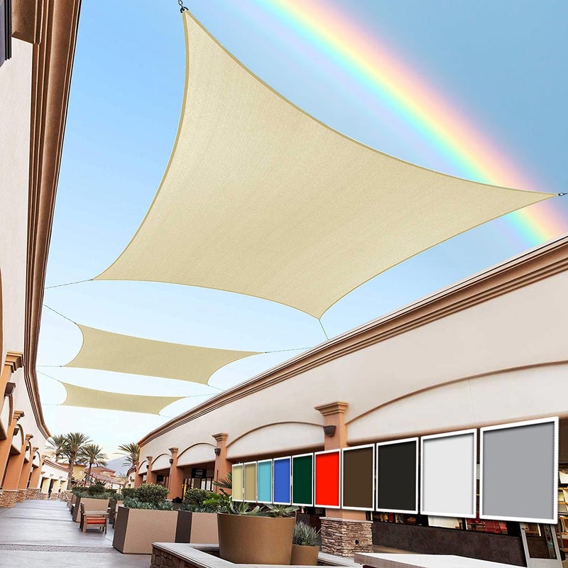 Royal Shade 10' x 13' Beige Rectangle Sun Shade Sail Canopy Outdoor Patio Fabric Screen RTAPR1013 - UPF50+ 95% UV Blockage, Heavy Duty, Water & Air Permeable (We Make Custom Size) - Image 1