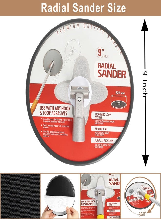 Podoy Pole Sander for Drywall, 9 Inch Radial Sander with Pole, Wall Sanders for Painting Prep, 360 𝑫𝒆𝒈𝒓𝒆𝒆 𝑹𝒐𝒕𝒂𝒓𝒚 Round Circular Hand Sanding Head for Ceilings - Image 2