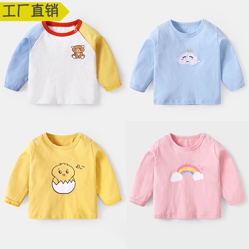 Baby Long Sleeve T-Shirt Cotton Baby Jacket Spring Children's Base Shirt Men's Spring and Autumn Girls' Clothes Newborn Spring Clothes - Image 2