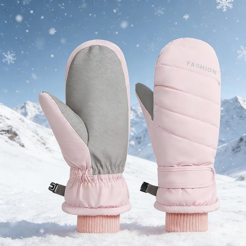 IZUS Women Ski-Gloves Plus-Velvet-Thickened Winter-Mittens Cold-Weather-Gloves Non-Slip-Palm Water-Repellent Outdoor Warm - Image 2