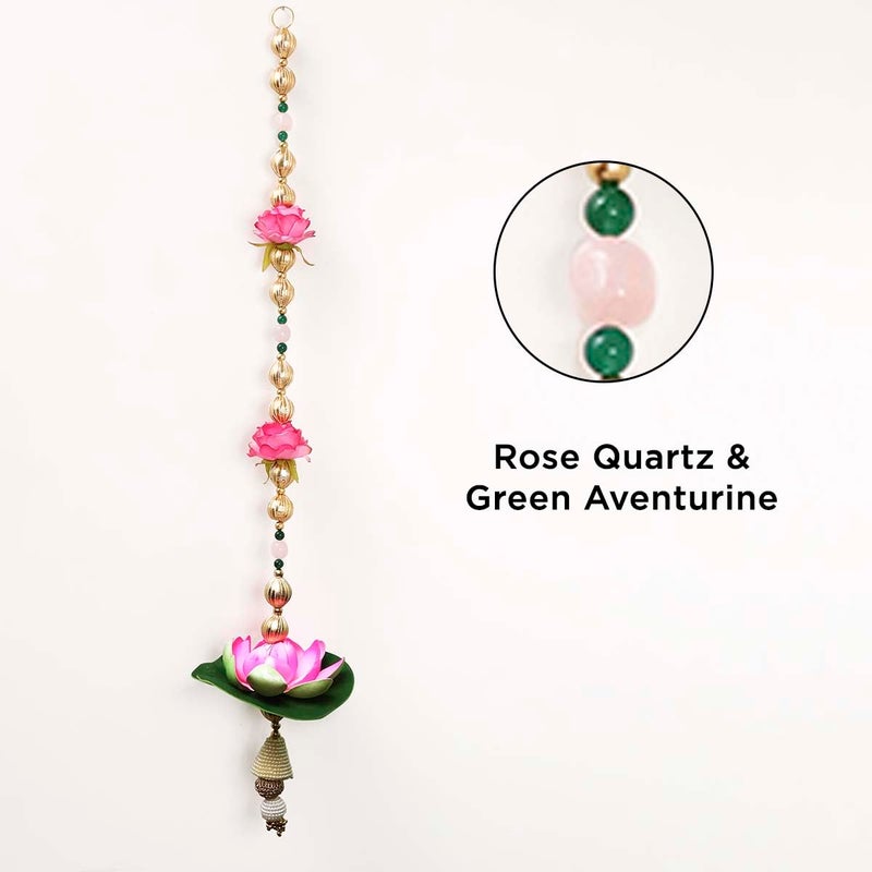 Shubhanjali Shubhanjali Pink Lotus Flower Hanging for Diwali Decor 1 Pair | Crystal Stone Hanging for Home Decoration Wall Hanging for Living Room Balcony Office CAF Door  - Image 4