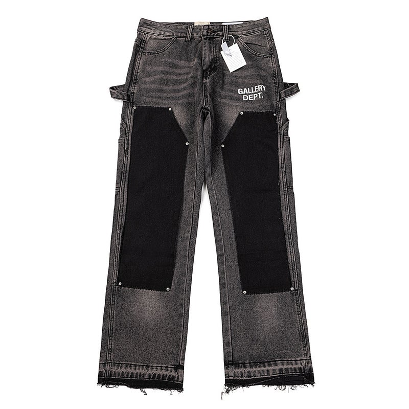G D Hand-Painted Splash-Ink Splicing Drawstring High Street Casual Sports Sweatpants Micro-Flared Pants Men'S Denim Pants Women - Image 1