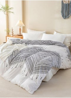 LUNA Home Queen size 6 piece boho bedding set in black and white without filling.  - Image 3