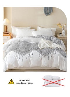 LUNA Home Queen size 6 piece boho bedding set in black and white without filling.  - Image 4