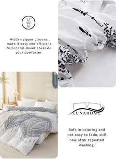 LUNA Home Queen size 6 piece boho bedding set in black and white without filling.  - Image 5