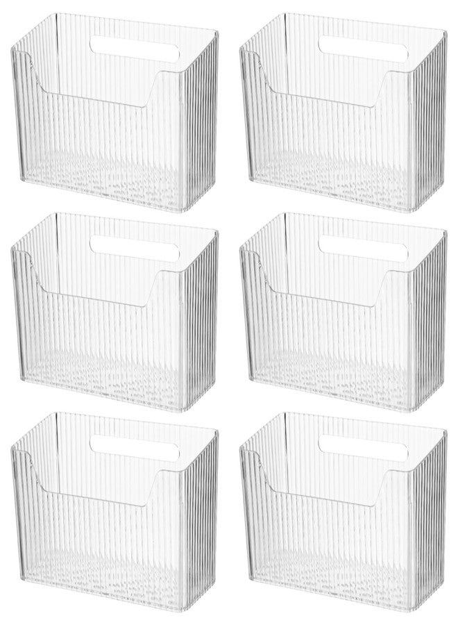 Homaisson 6 PCS Wall Mounted Storage Bins, Adhesive Clear Plastic Wall Organizer with Drainage Holes, Vertical Stiped Wall Organizer for Bathroom Kitchen Storage Room - Image 1