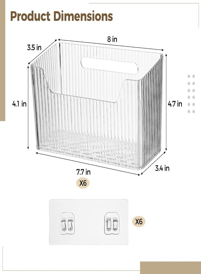 Homaisson 6 PCS Wall Mounted Storage Bins, Adhesive Clear Plastic Wall Organizer with Drainage Holes, Vertical Stiped Wall Organizer for Bathroom Kitchen Storage Room - Image 5