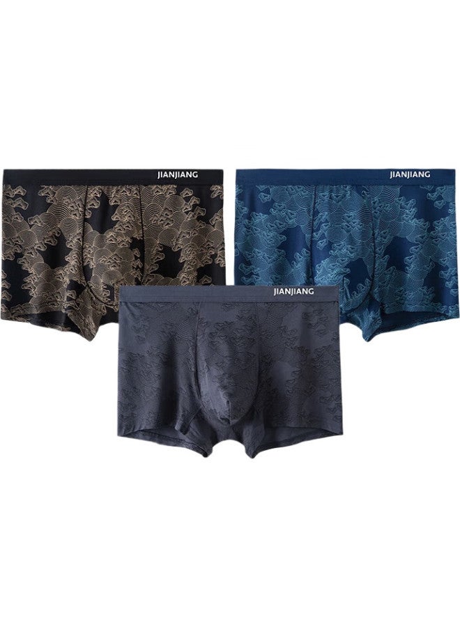 Athlete Men'S Underwear, Boxer Briefs, Antibacterial Modal Shorts, Mid-Rise, Trendy Printed, 3-Pack - Image 1